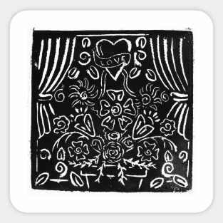 Flower Scene, Black & White Sticker